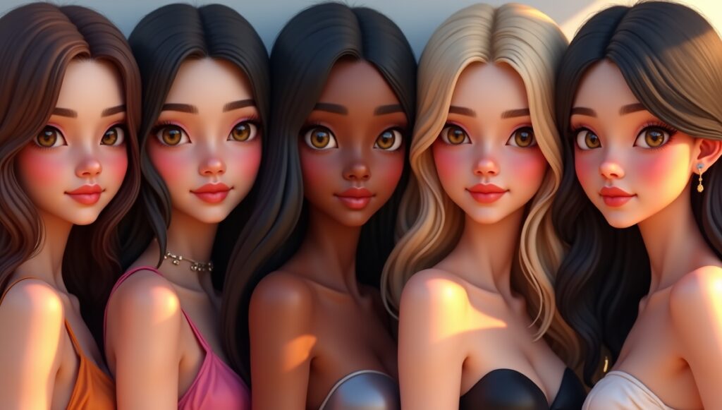 top examples of diverse AI girlfriends, each with unique personality and style, ranging from cute and playful to elegant and sophisticated, soft romantic lighting, each avatar looking inviting and emotionally nuanced, digital art that captures individual essence and depth of connection