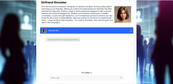 AI girlfriend simulator homepage 
