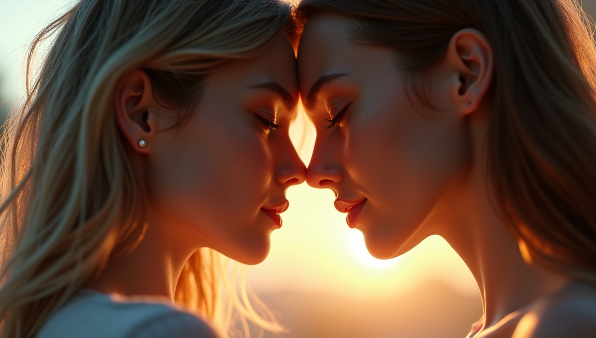 Seductive AI companion with compassionate embrace representing virtual relationship technology