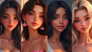 Diverse AI girlfriend avatars displaying unique personalities and emotional ranges, highlighting the versatility of virtual companion technology