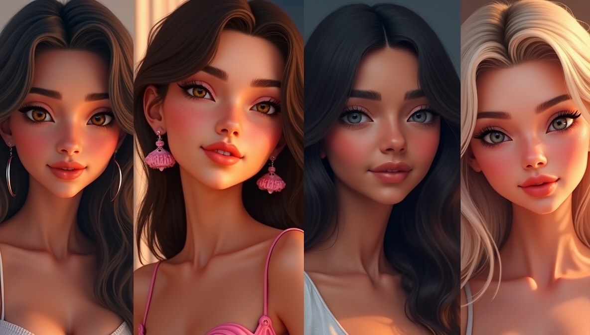 Diverse AI girlfriend avatars displaying unique personalities and emotional ranges, highlighting the versatility of virtual companion technology