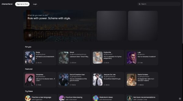 character ai homepage website