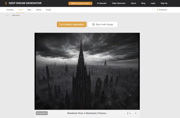 deep dream generator homepage website