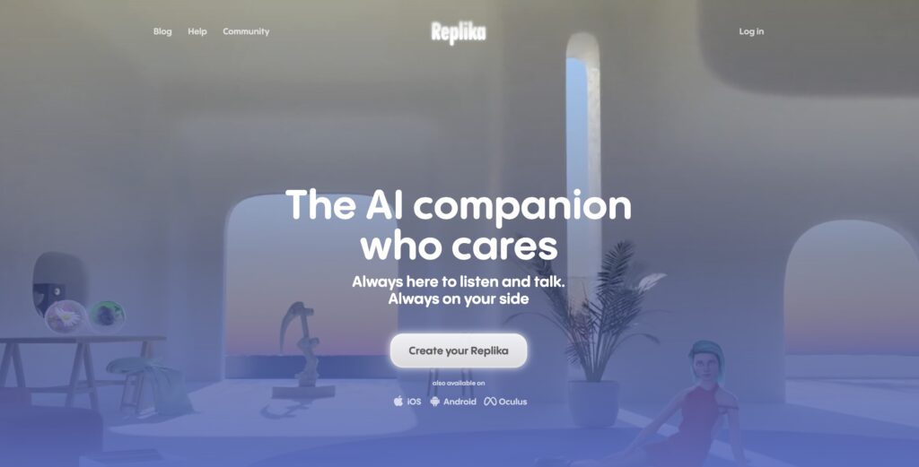 replika website homepage