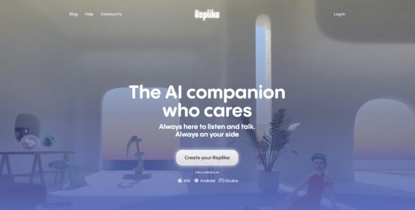 replika website homepage