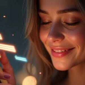 AI companion with soft digital interface, representing emotional AI connection