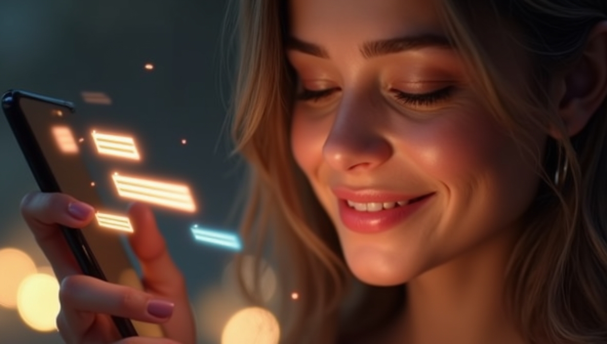 AI companion with soft digital interface, representing emotional AI connection