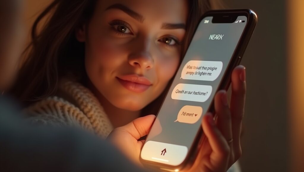 Intimate AI chat interface showing romantic digital conversation