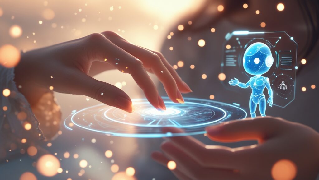 Tender AI character creation through gentle digital interaction