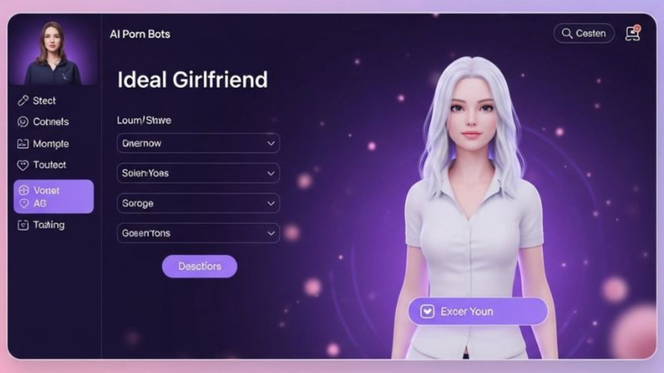 User creating a personalized virtual girlfriend using AI Porn Bots, showing advanced customization features and emotional connection through AI.