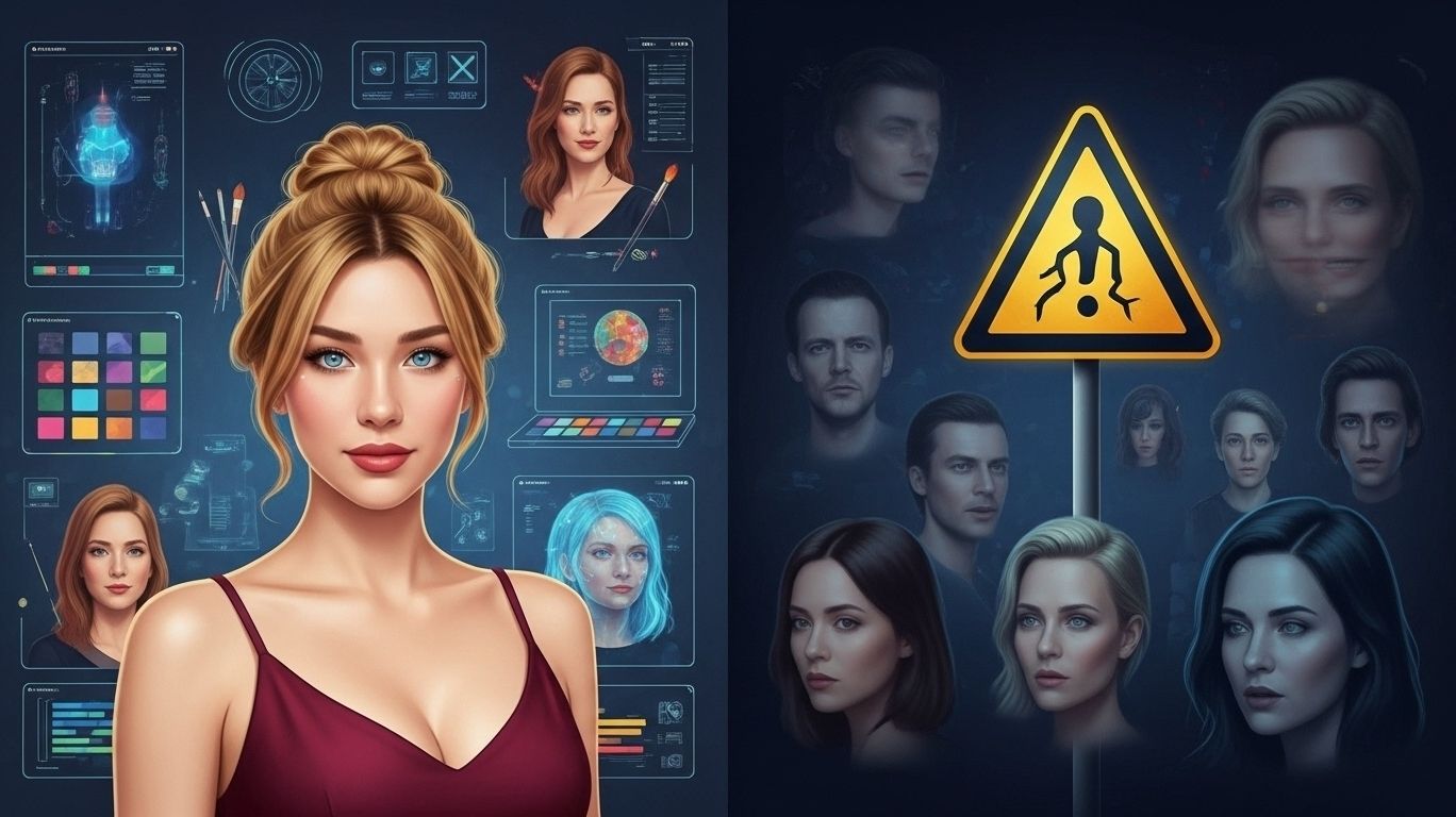 Conceptual image illustrating creative uses vs. ethical boundaries in AI technology, highlighting the debate around faceswap porn and responsible digital content creation.