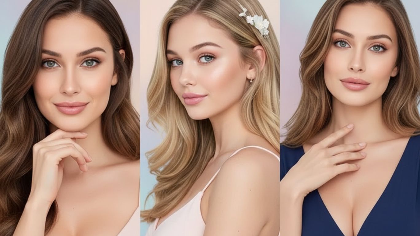 Digital illustration of three hyper-realistic AI-generated women, showcasing how advanced technology creates lifelike visuals used in realistic AI porn content