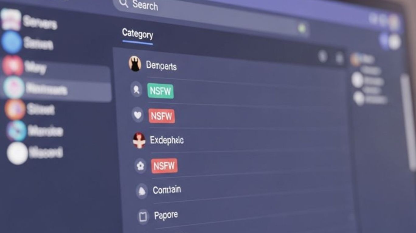 Searching external directories for Sexting Discord servers with NSFW tags and categories not found directly in the Discord app.