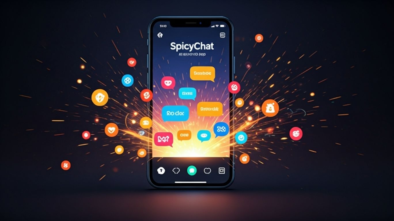 Final thoughts on SpicyChat AI App showing a smartphone with creative chat interface, fun design, and vibrant digital elements for enhanced connection.