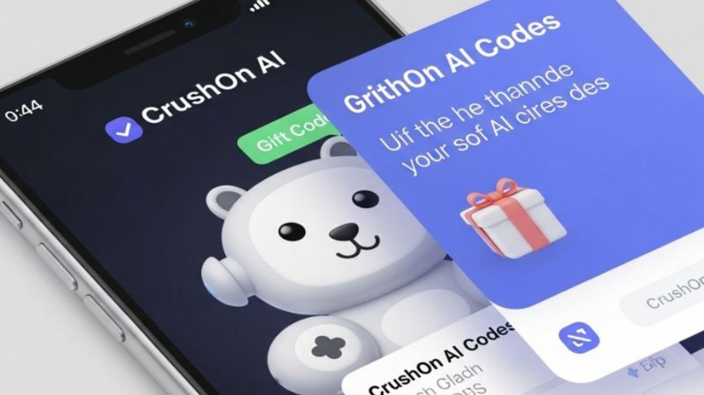 Smartphone showing CrushOn AI chatbot with gift codes screen – CrushOn AI Codes for unlocking unlimited messages