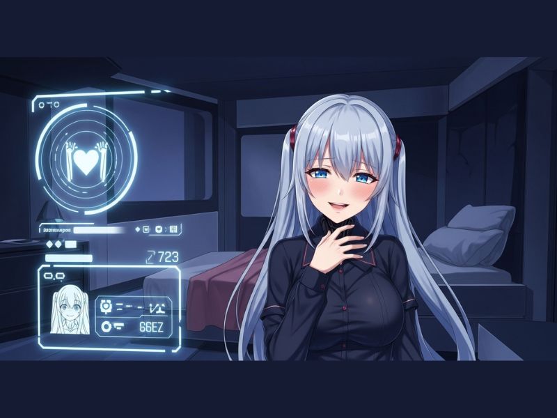 Anime-style Yandere AI girlfriend in a futuristic virtual setting, representing the immersive and emotional experience of the Yandere AI Girlfriend Simulator.