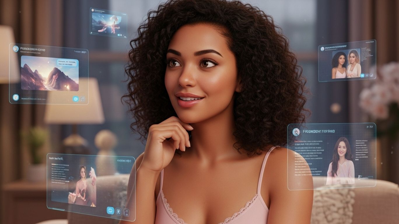 dreamgf AI companion customization screen with lifelike digital partner preview, offering full control over appearance, gender, and personality for a truly personal experience