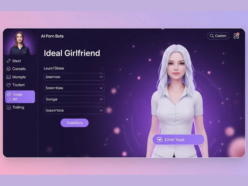User creating a personalized virtual girlfriend using AI Porn Bots, showing advanced customization features and emotional connection through AI.