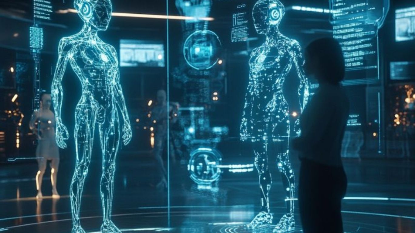 Crushon AI models in 2025 displaying futuristic human-AI interaction and advanced virtual assistants.
