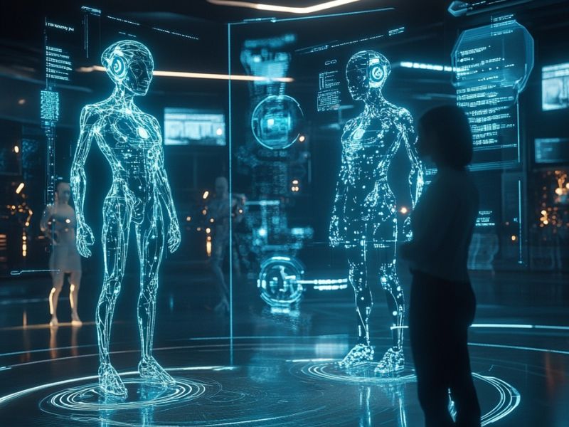 Crushon AI models in 2025 displaying futuristic human-AI interaction and advanced virtual assistants.