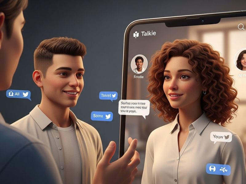 Lifelike AI characters in a virtual environment representing Talkie: soulful AI online, a platform for creative and emotional digital connections