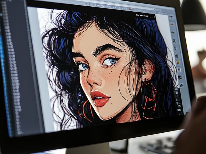 User navigating an NSFW image generator on a computer, experimenting with styles and prompts in a private creative environment