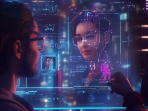 User exploring a personalized AI relationship on DreamGF, featuring emotional connection, visual customization, and interactive storytelling
