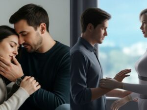 Visual comparison between human intimacy and ai sex, illustrating emotional contrasts and the unique dynamics of digital companionship.