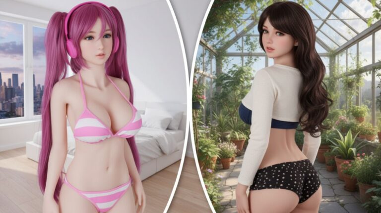 Realistic anime-style sex bot characters in lingerie, showcasing lifelike design and detailed features for modern AI companion technology.