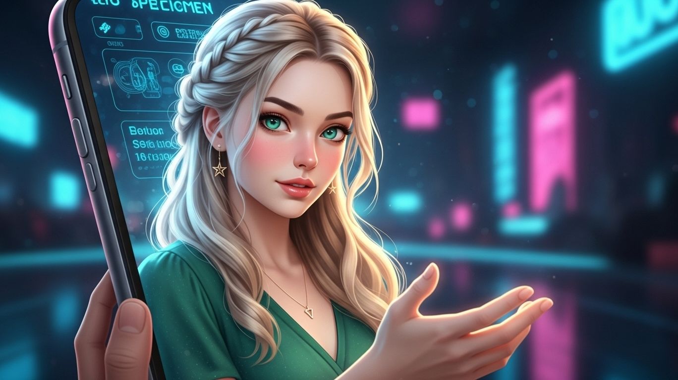 NSFW AI girlfriend chat with a holographic virtual partner inviting users into a new era of digital intimacy and companionship
