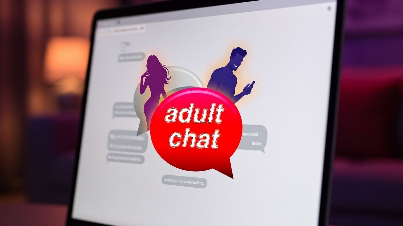 Adult chat interface on a laptop in a dim-lit room, representing private real-time conversations for adults.