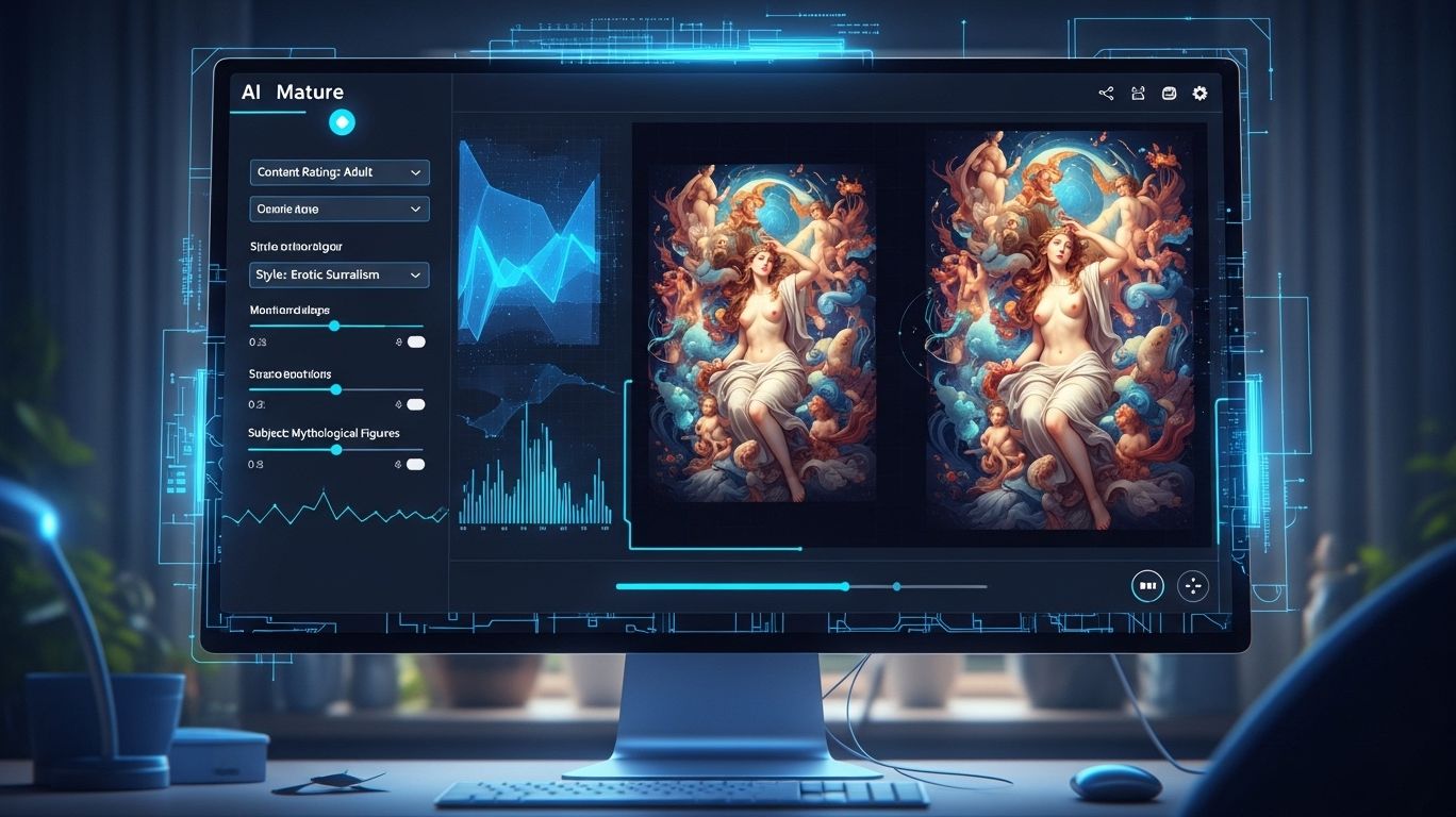 Stable Diffusion porn AI-generated art concept showing a computer creating NSFW digital artwork with realistic detail.