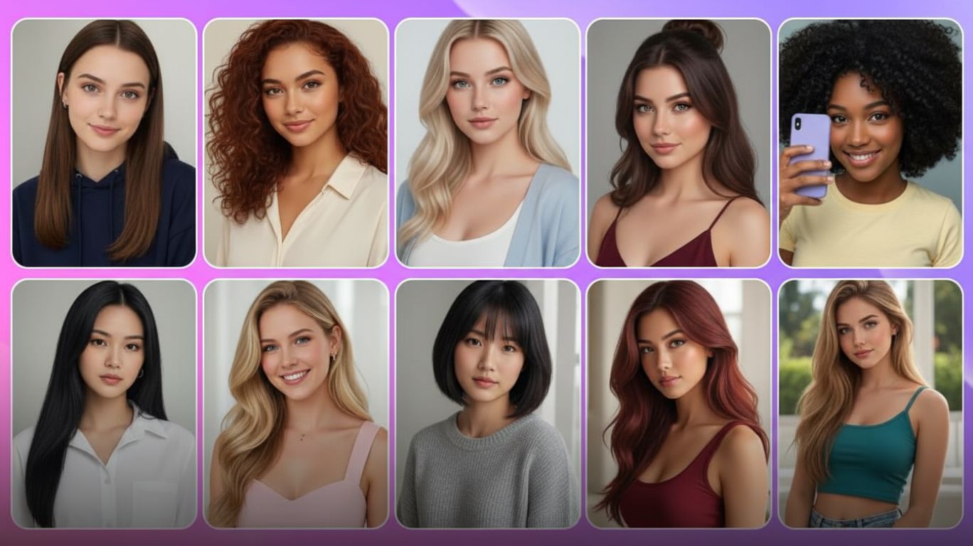 AI girlfriend app NSFW featuring diverse virtual girlfriends with realistic AI generated women in casual and stylish outfits
