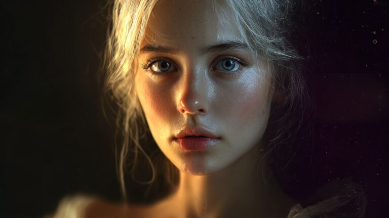 Realistic AI sex bot with lifelike facial features and expressive eyes, highlighting human-AI intimacy and emotional connection in a photorealistic style