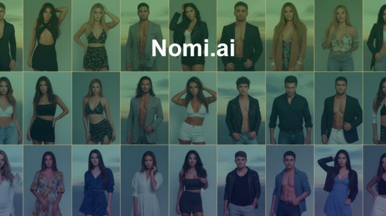 Nomi.ai AI companions and virtual girlfriend and boyfriend chat app featuring diverse attractive models