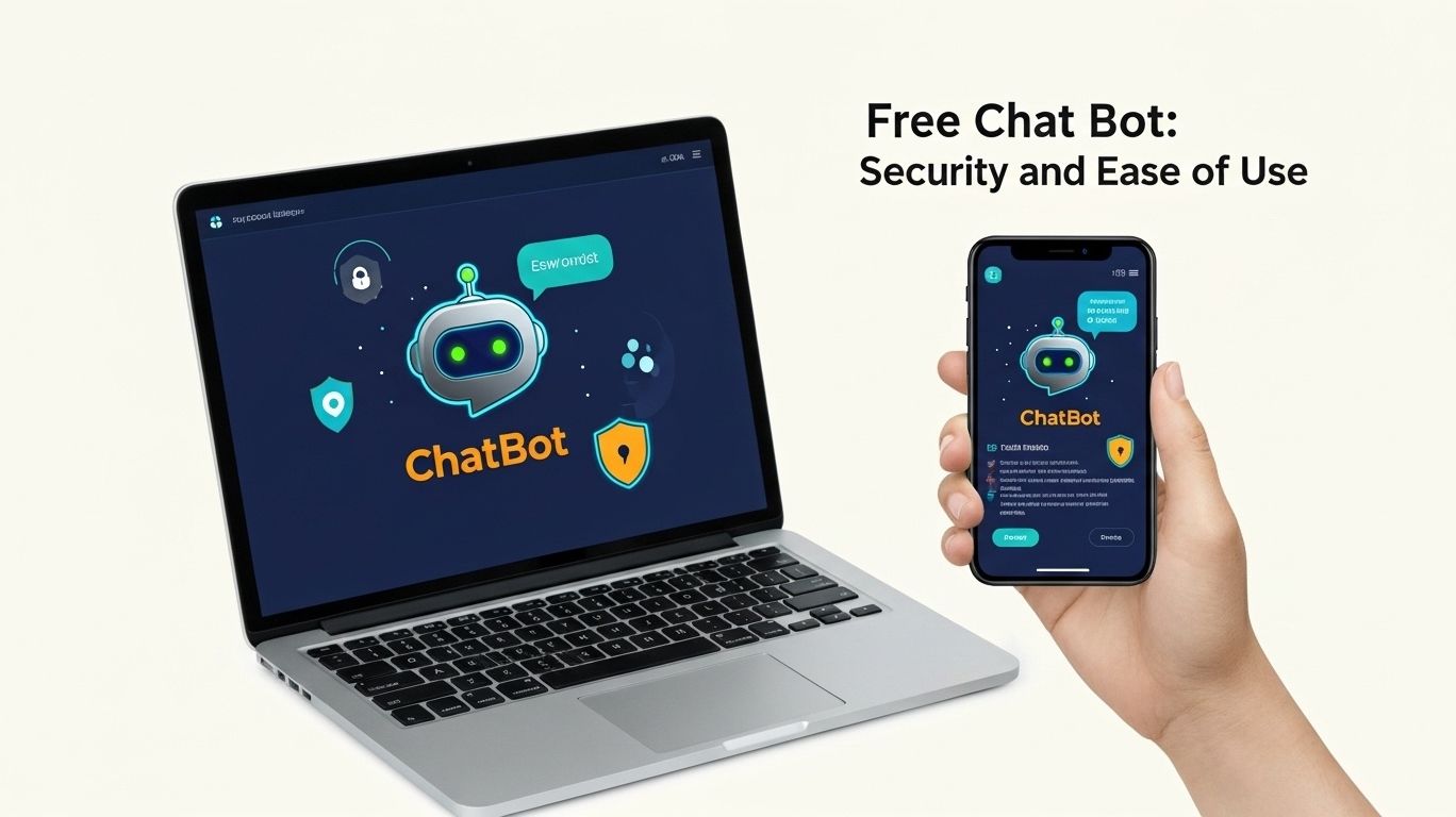 Secure and user-friendly free chat bot interface showing conversation bubbles, privacy protection icons, and simple navigation for easy use