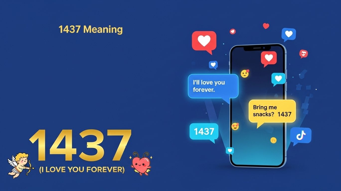 1437 meaning illustrated with romantic and playful text messages on a smartphone, showing how 1437 is used to express love and affection in modern digital culture.