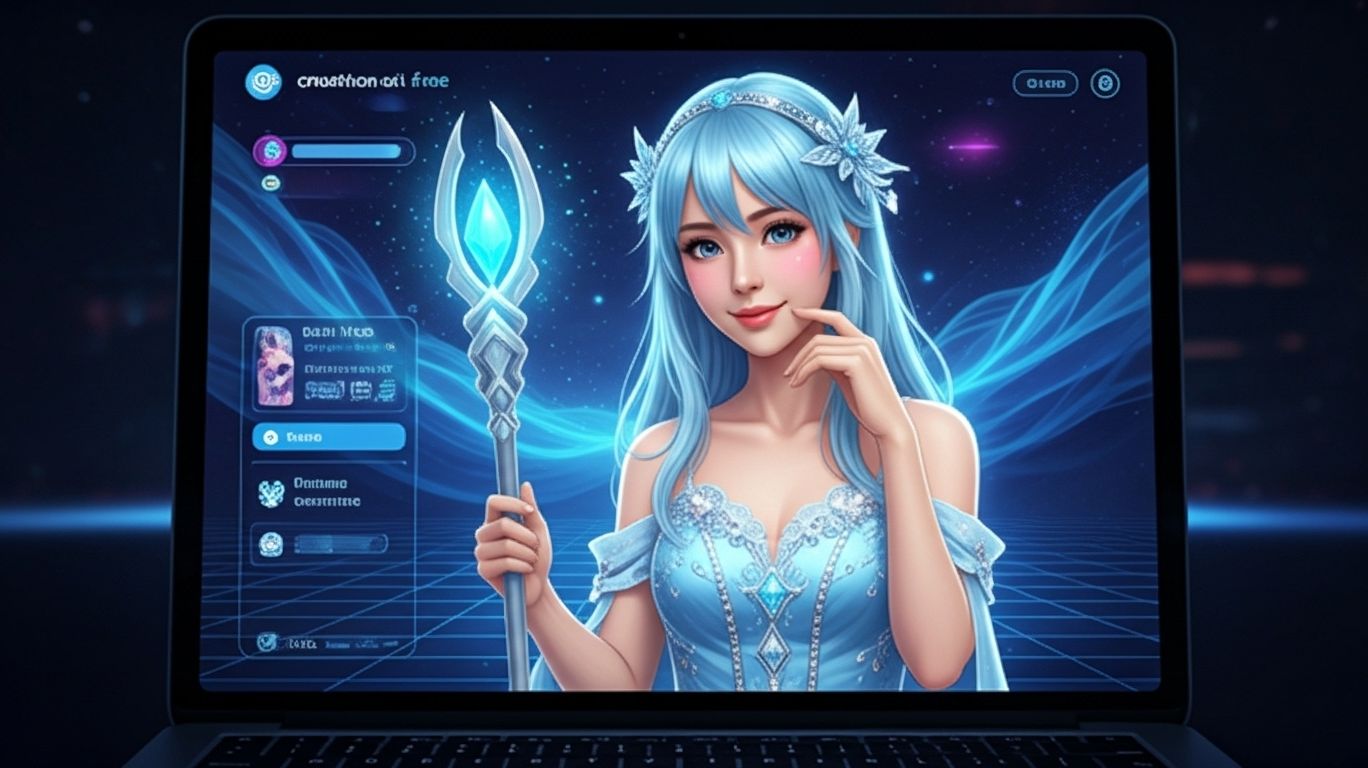 Futuristic AI chat platform concept showing a glowing laptop screen with a digital avatar, representing authentic and unrestricted conversations on crushon ai free.
