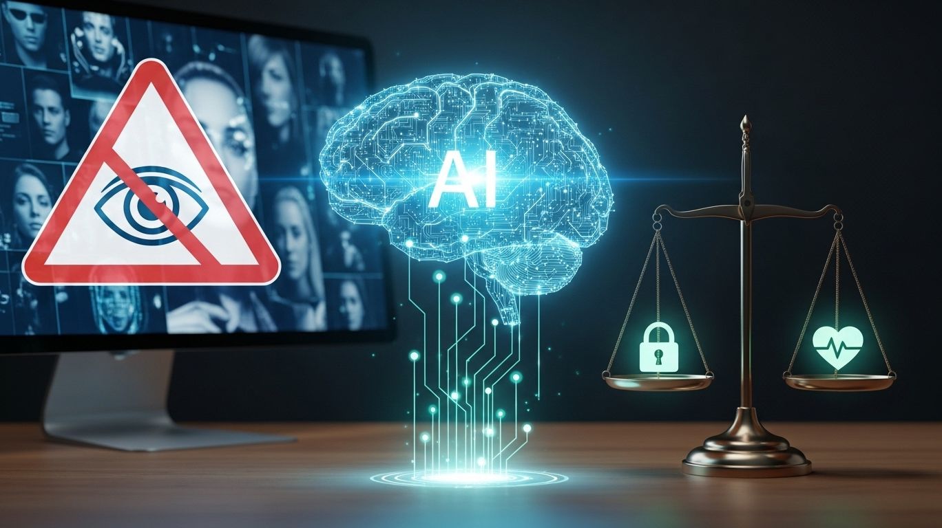 Illustration of ethical challenges in artificial intelligence and deepfakes, addressing risks of non-consensual explicit content like jenna ortega ai porn while promoting privacy, consent, and responsible AI use.