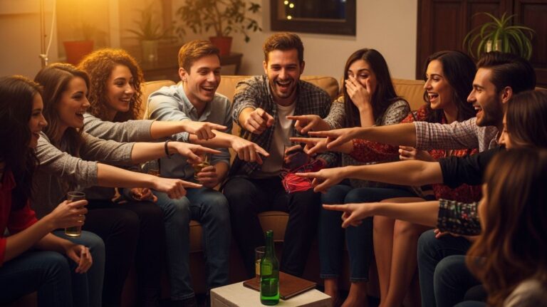 Friends playing Truth or Dare at a party, laughing and connecting while enjoying the ultimate icebreaker game