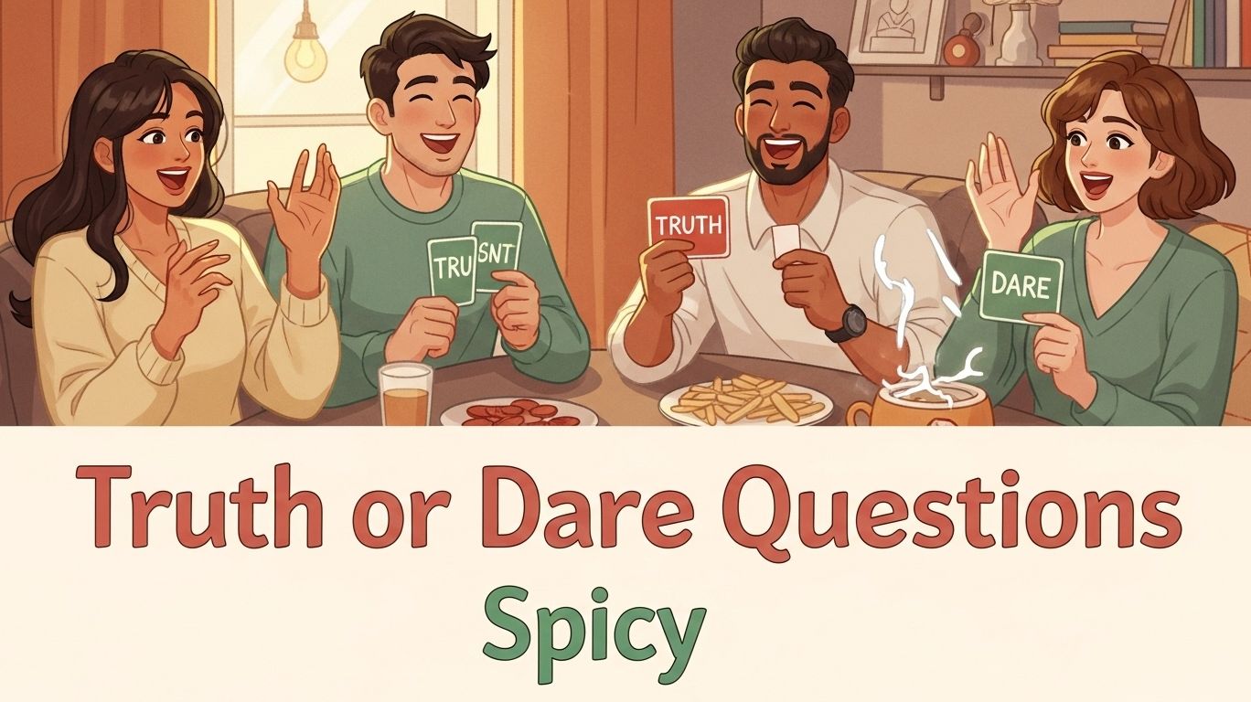 Friends or a couple having fun and laughing while playing a game of truth or dare questions spicy in a cozy, playful indoor setting.