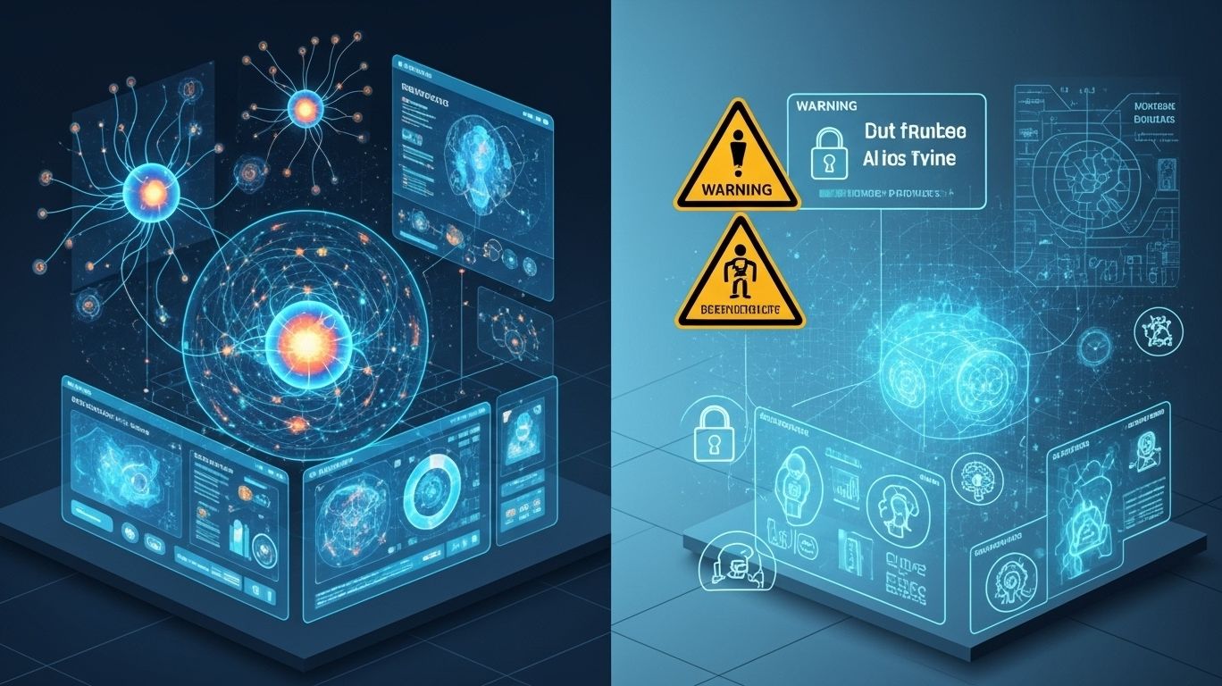 Undress AI Review 2025 illustration showing the balance between digital creativity and ethical concerns, highlighting AI innovation, privacy issues, and controversial applications.