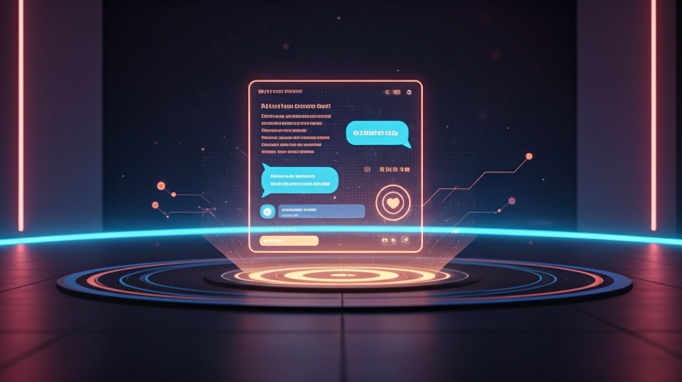 Futuristic AI chatbot interface showcasing the personalized and intimate experience of sex AI with glowing holographic design elements.