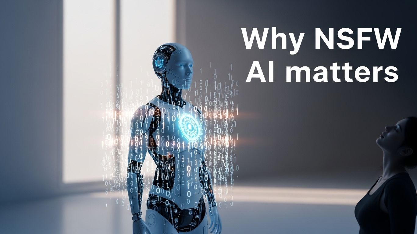 Conceptual illustration of AI NSFW technology symbolizing safe, judgment-free digital spaces for adult emotional expression and human-AI connection.