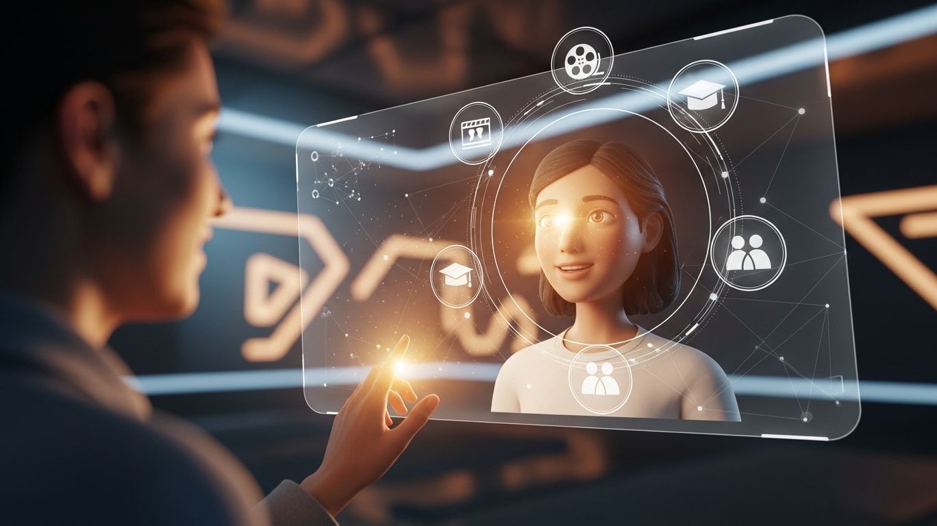 AI chat character engaging with a user on a virtual platform, highlighting fun, personal, and educational online interactions made possible by conversational AI.