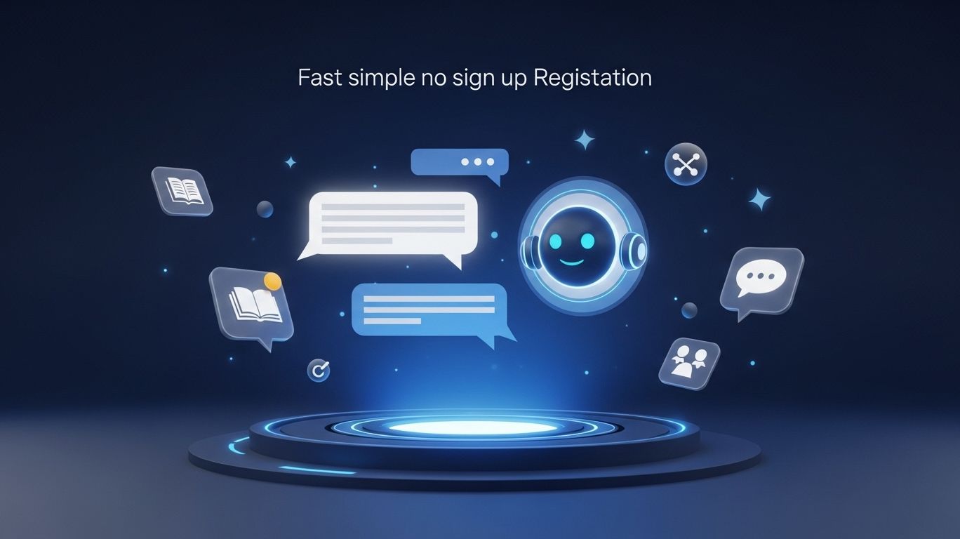 Futuristic ai chat no sign up interface showing instant and private communication with an AI chatbot.