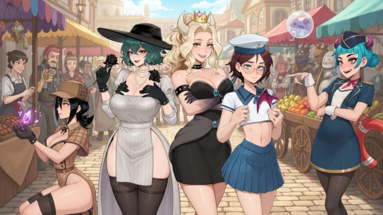 A group of people dressed up in costumes and hats representing ai futa