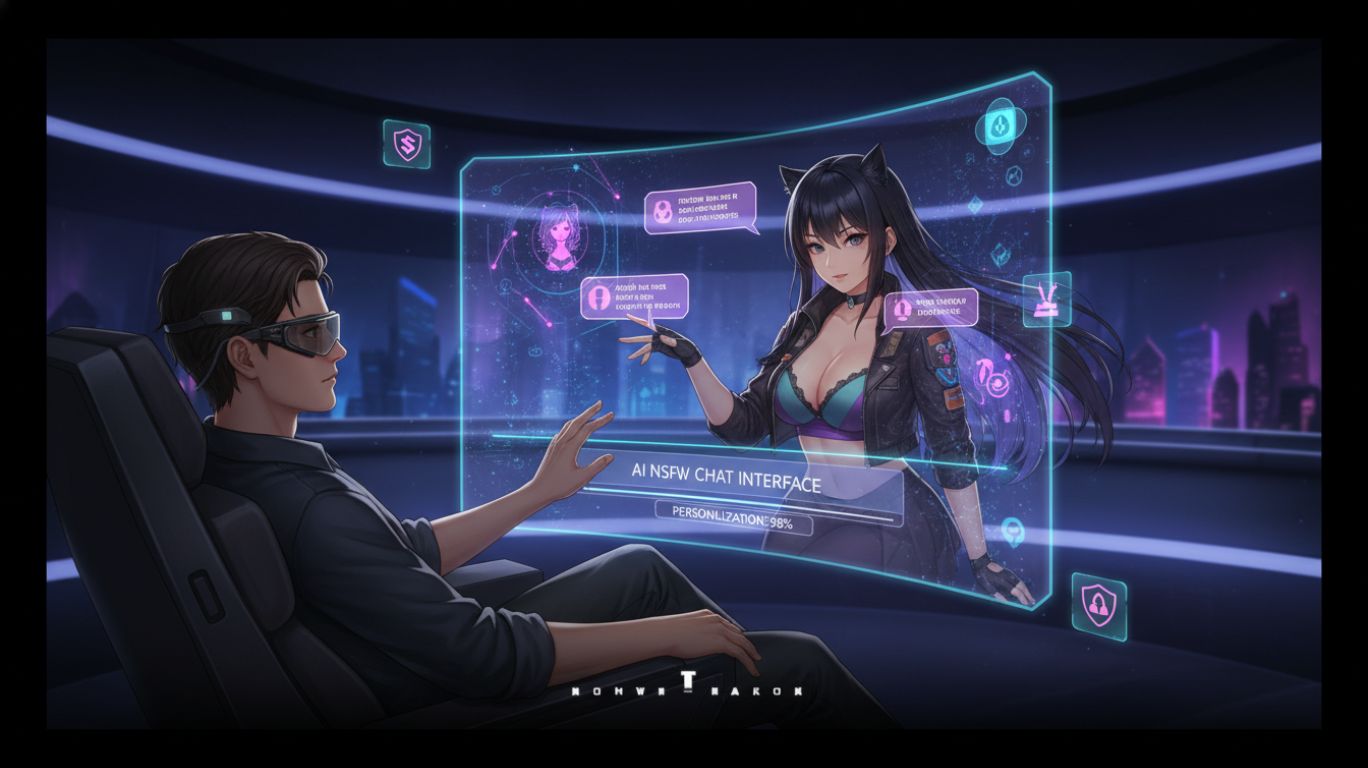 User interacting in a private, immersive AI NSFW chat environment, highlighting personalization, privacy, and safe exploration of adult fantasies