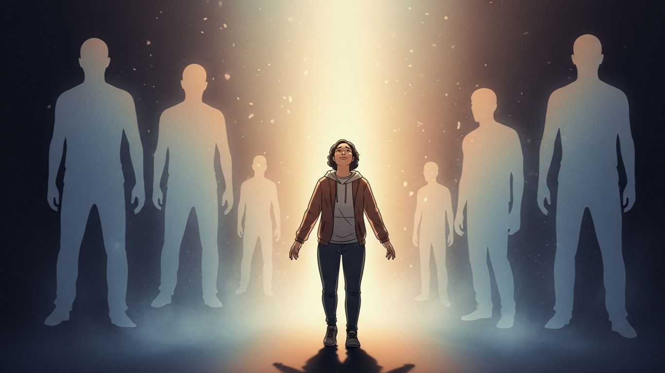 Illustration representing overcoming androphobia, showing a person moving from fear to confidence, highlighting mental health awareness and recovery from fear of men