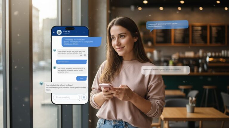 a person using ai chats in a coffee shop